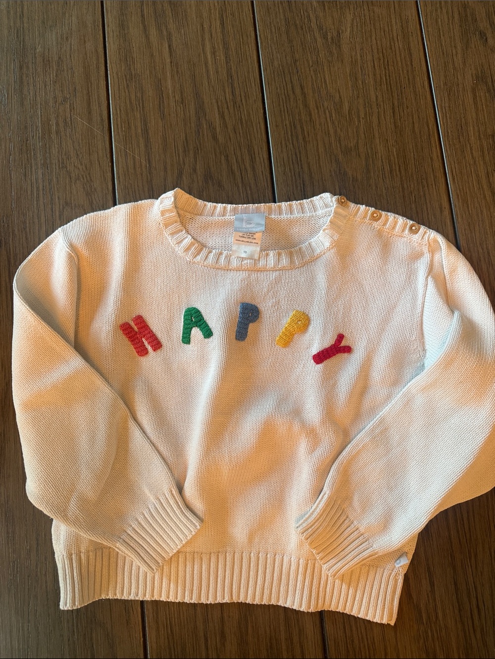 bella bliss Cream Sweater with Colorful HAPPY Letters